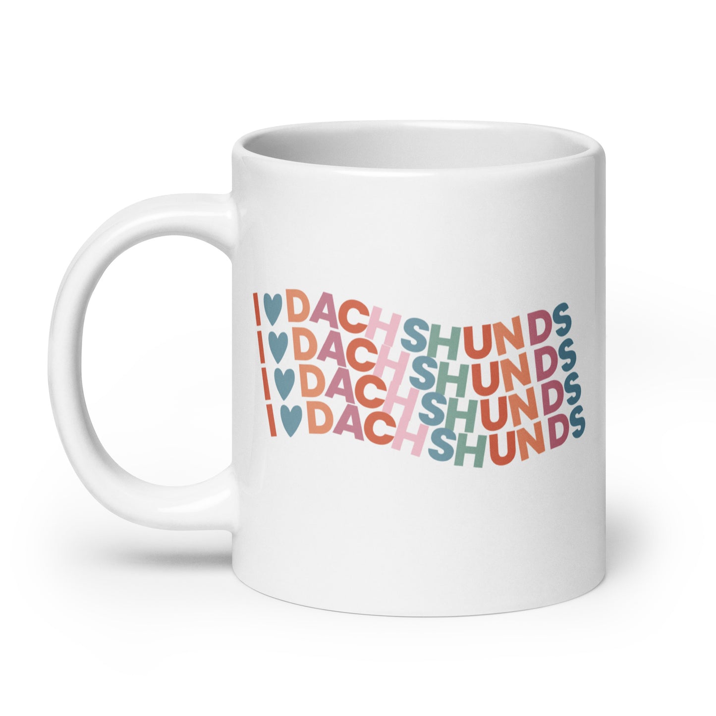 I Heart Dachshund Colorful White Glossy Coffee Mug