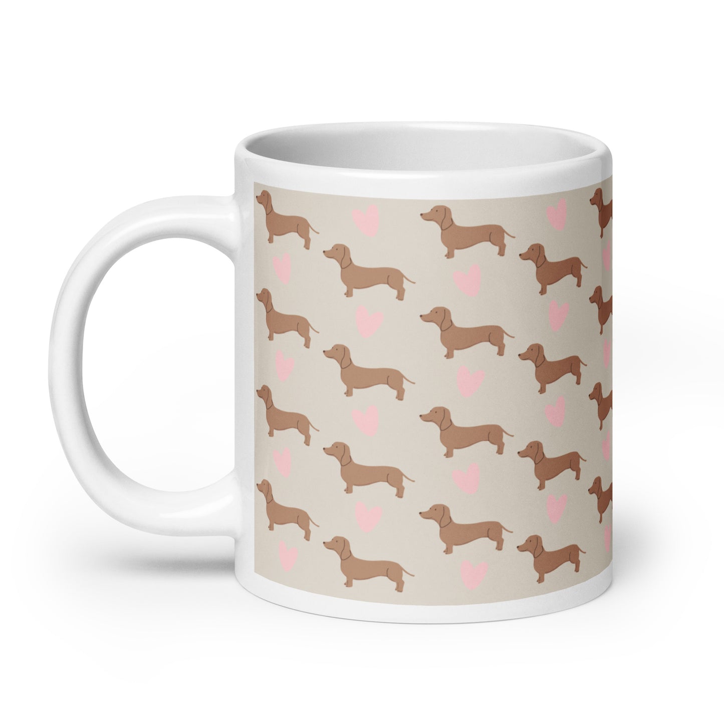 Dachshund Hearts White Glossy Coffee Mug