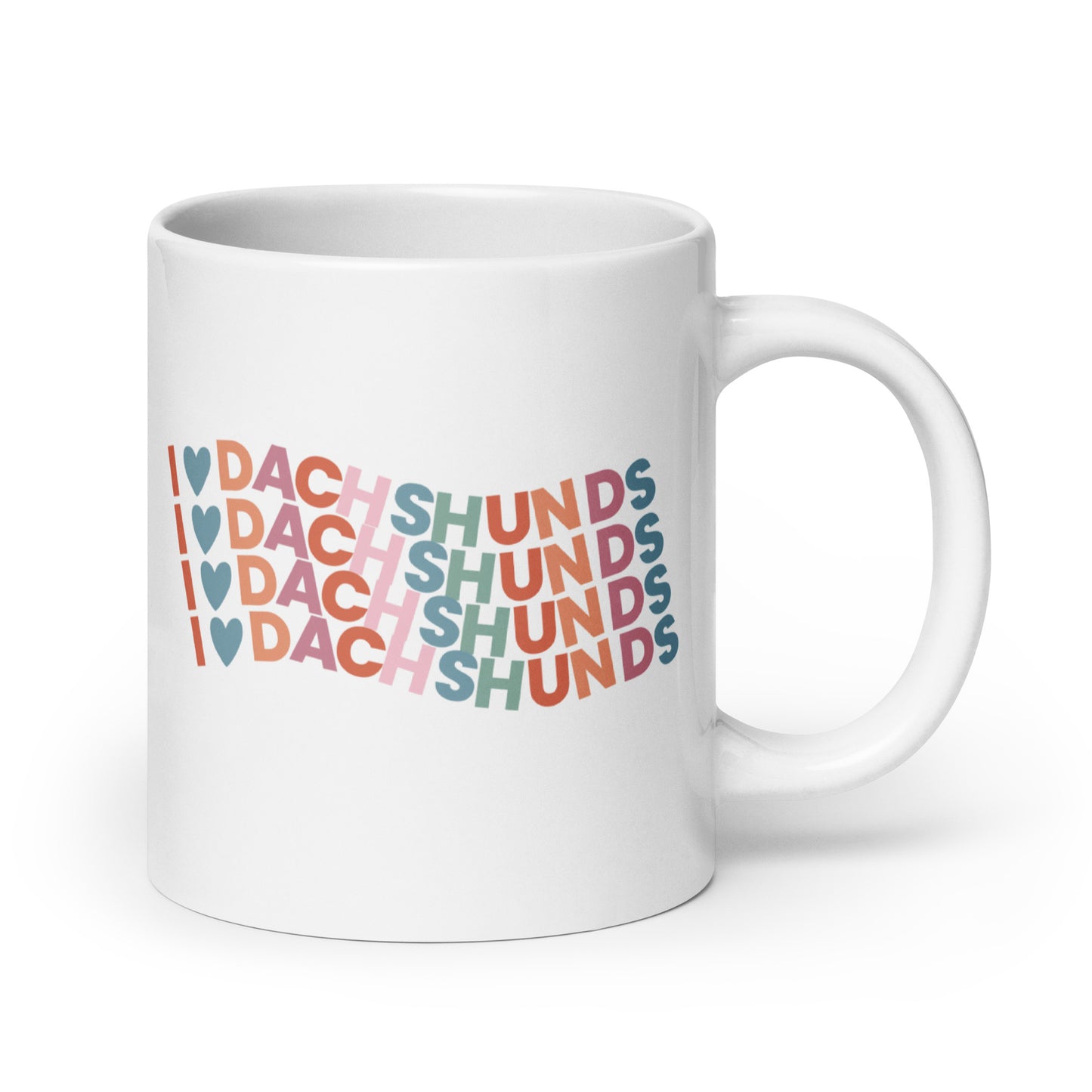 I Heart Dachshund Colorful White Glossy Coffee Mug