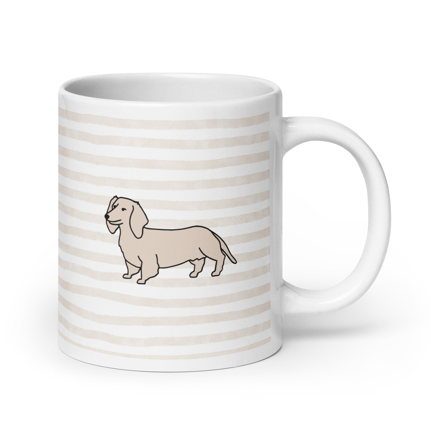 My Dachshund Mom Era Striped White Glossy Coffee Mug