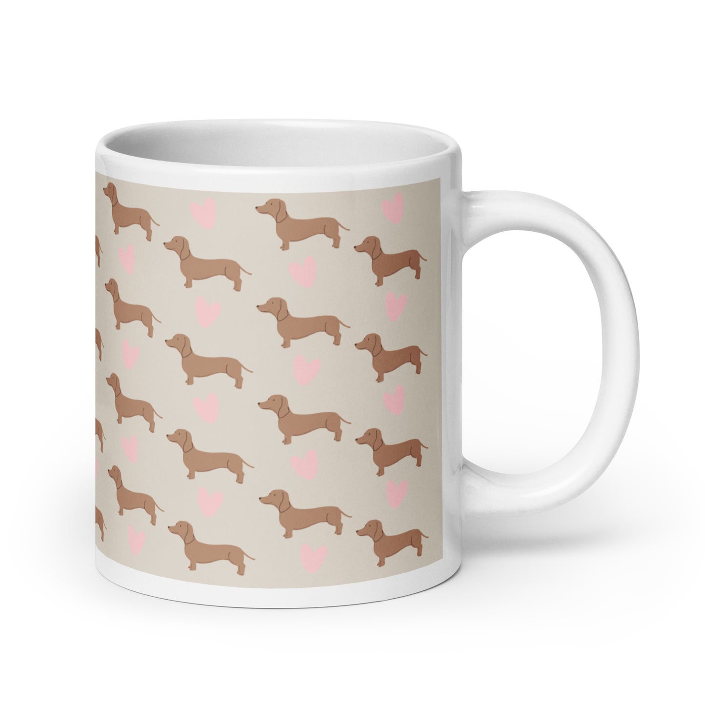 Dachshund Hearts White Glossy Coffee Mug