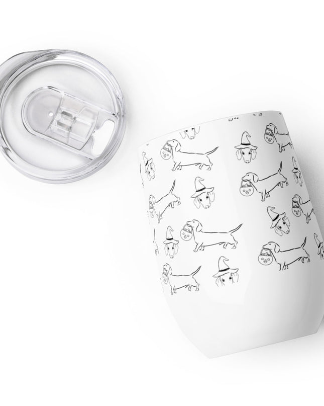 Dachshund Stroll Halloween Edition Custom Wine Tumbler