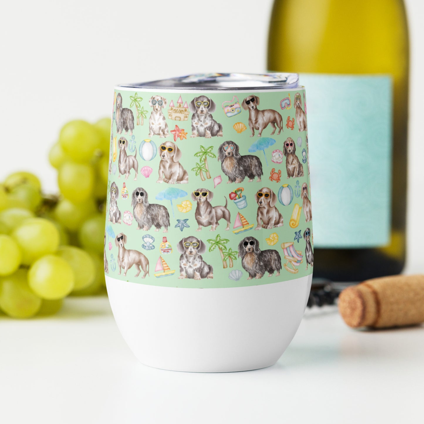 Dachshund Medley Beach Party Wine Tumbler