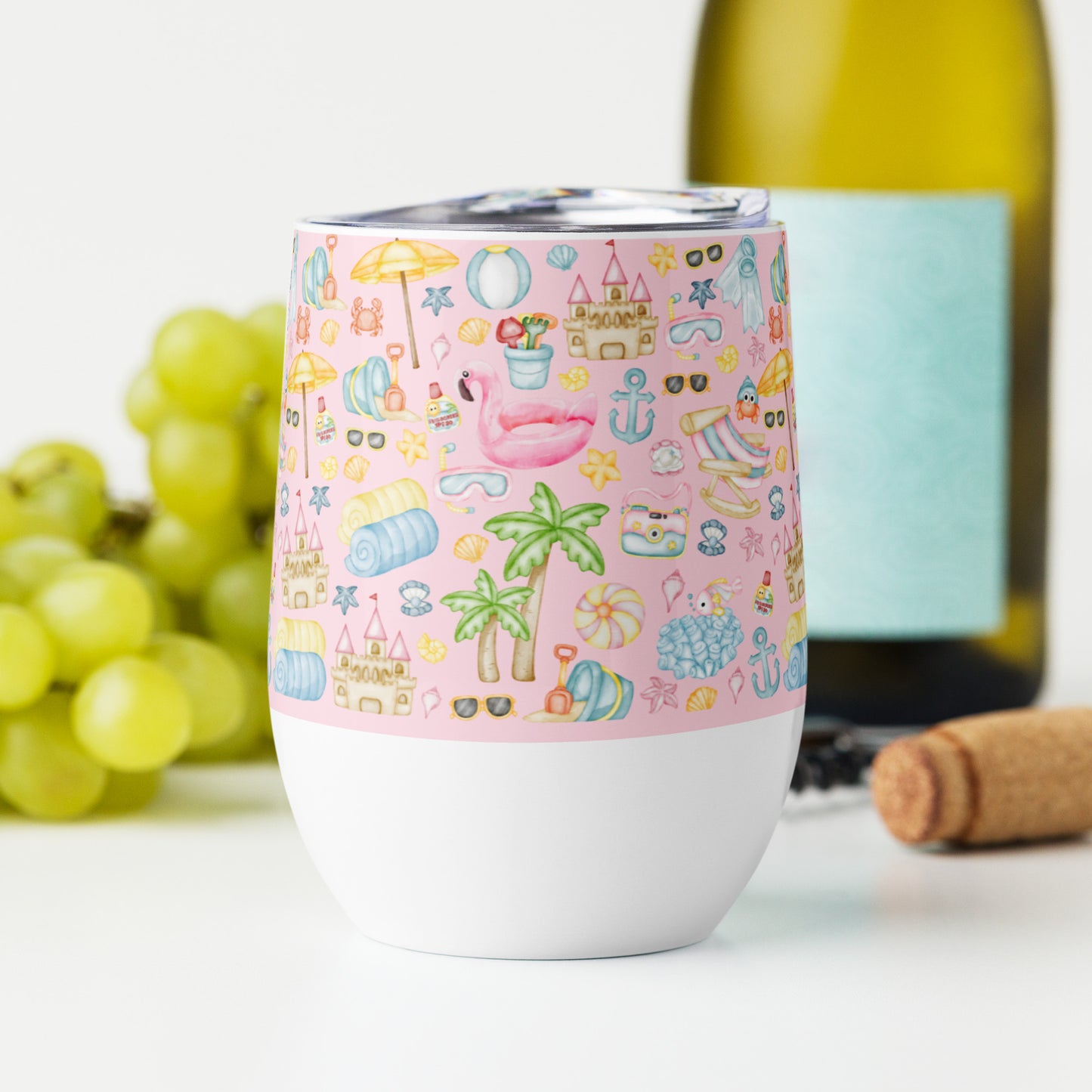 Beach Pawty Pink Wine Tumbler