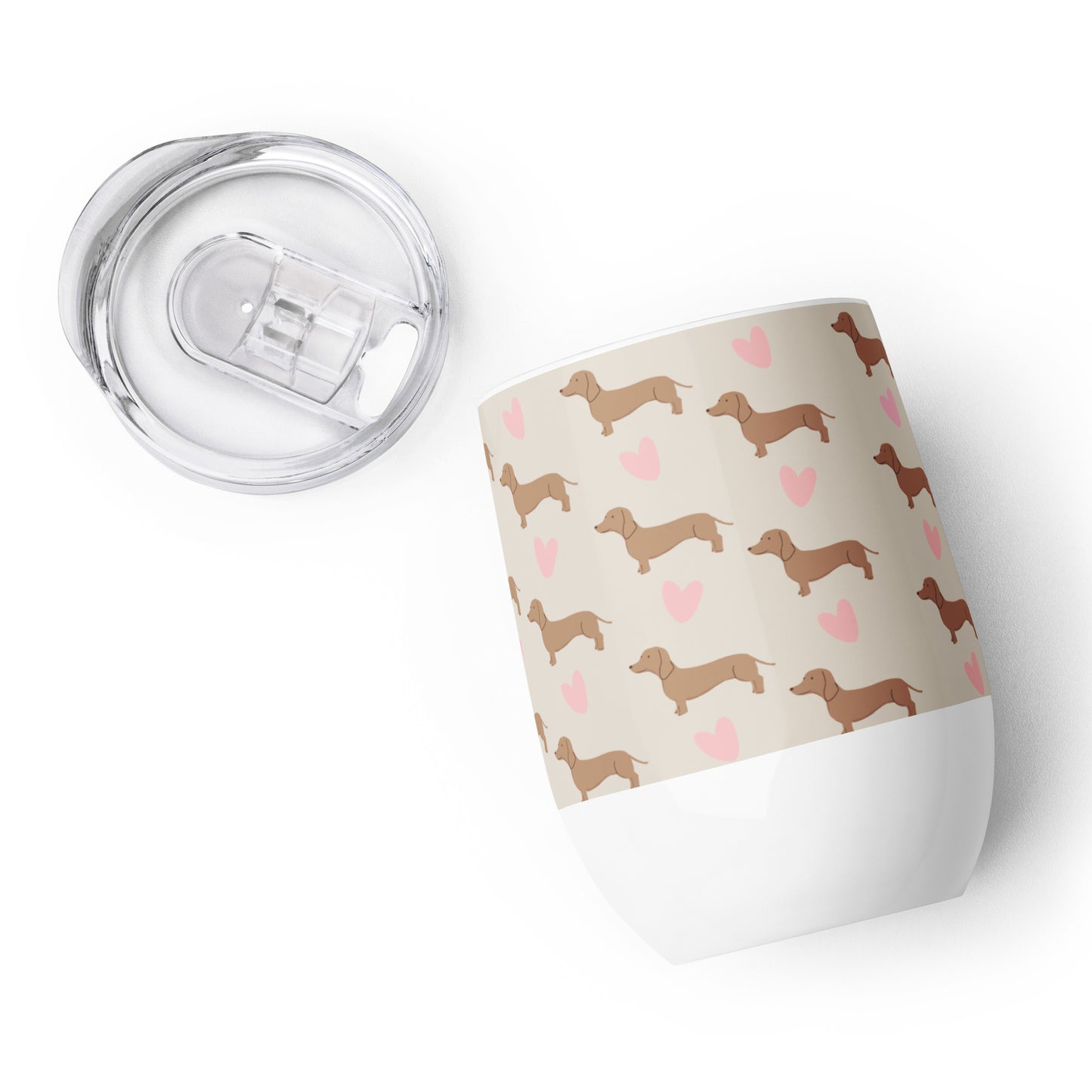 Dachshund Hearts Wine Tumbler