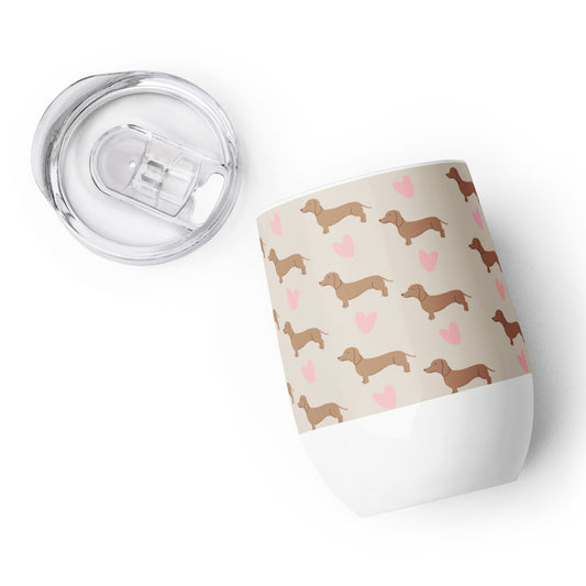 Dachshund Hearts Wine Tumbler