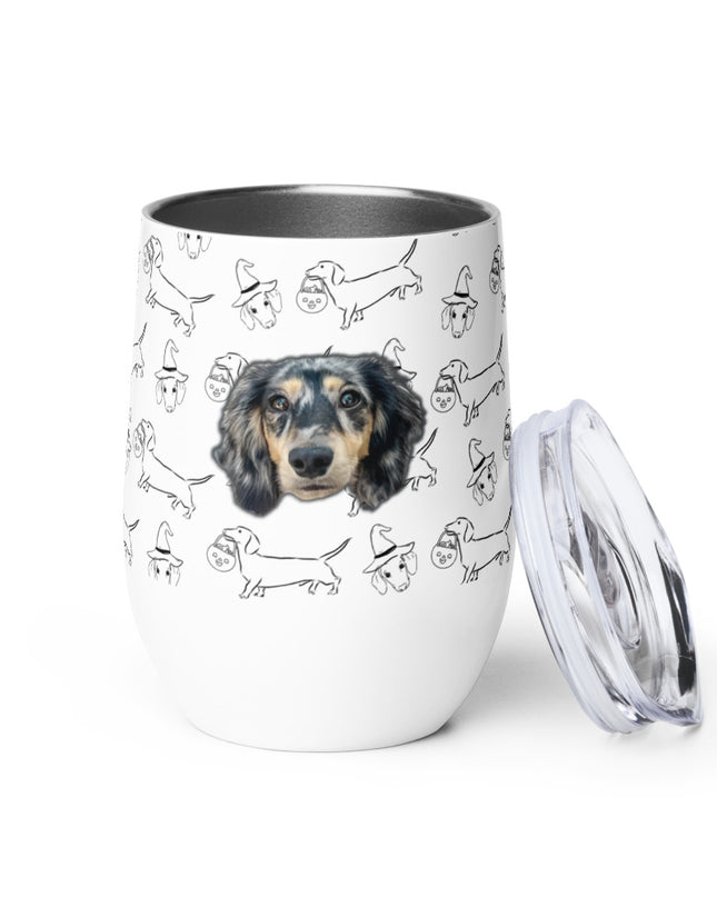 Dachshund Stroll Halloween Edition Custom Wine Tumbler