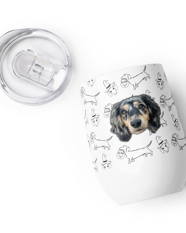 Dachshund Stroll Halloween Edition Custom Wine Tumbler